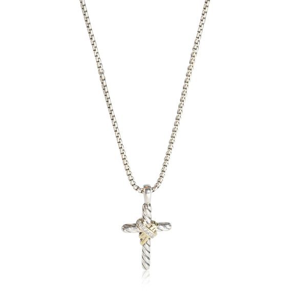 David Yurman Handbags - David Yurman Cable Collectibles Diamond Cross Pendant in 14K Gold/Sterling Silv